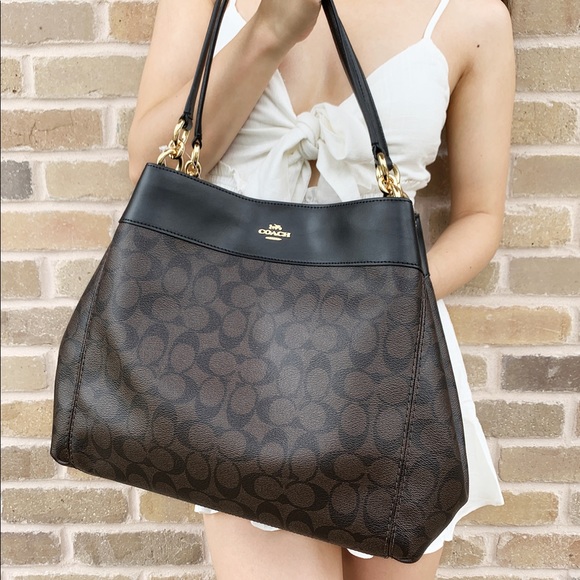 Coach large tote brown signature black - Picture 3 of 5